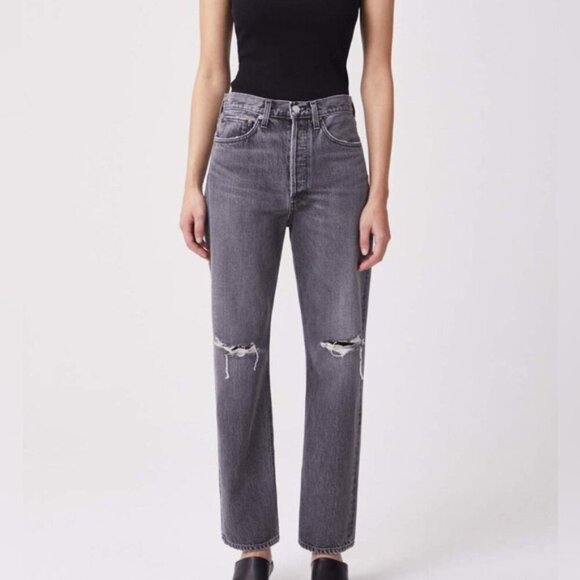 AGOLDE Gray 90s Mid Rise Loose Jeans in Outline - 26" - Picture 1 of 13